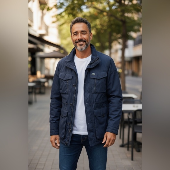 Lacoste Navy Military Field Jacket - Picture 1 of 6